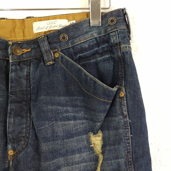 L.O.G.G. H&M DISTRESSED BUTTON FLY JEAN SHORTS - Picture 10 of 13